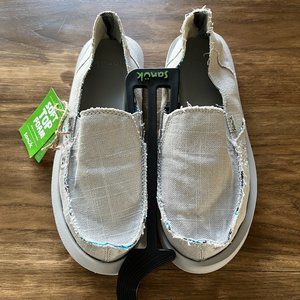 Womens SANUK Donna Soft Top Hemp Shoes Loafers Size 7 Gray Vegan NWT
